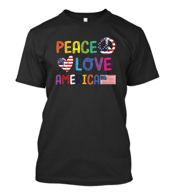 Peace Love America USA Flag Independence 4th Of July T-Shirt