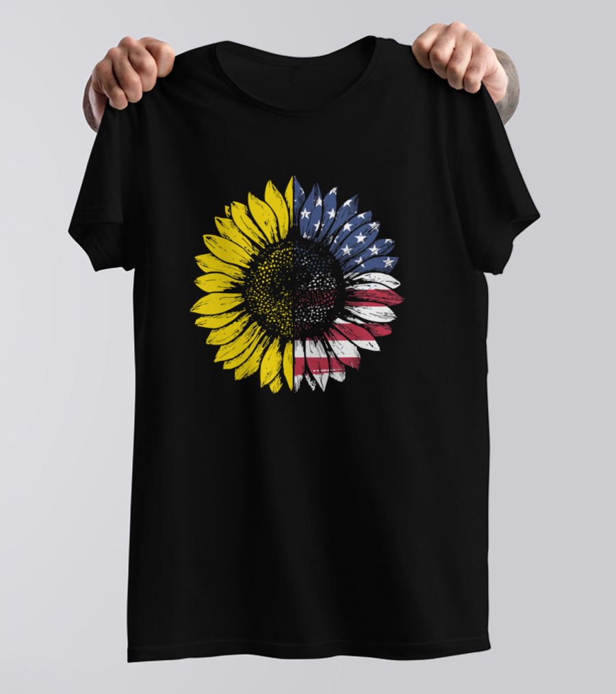 Patriotic Sunflower American Flag 4th Of July T-Shirt