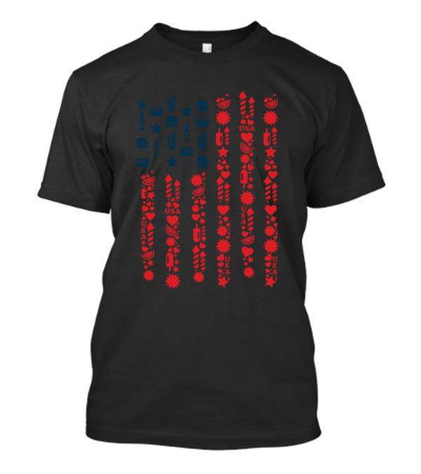 4Th July USA Celebration Patriotic Symbols And Icons T-Shirt