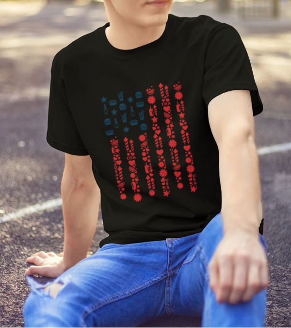 4Th July USA Celebration Patriotic Symbols And Icons T-Shirt