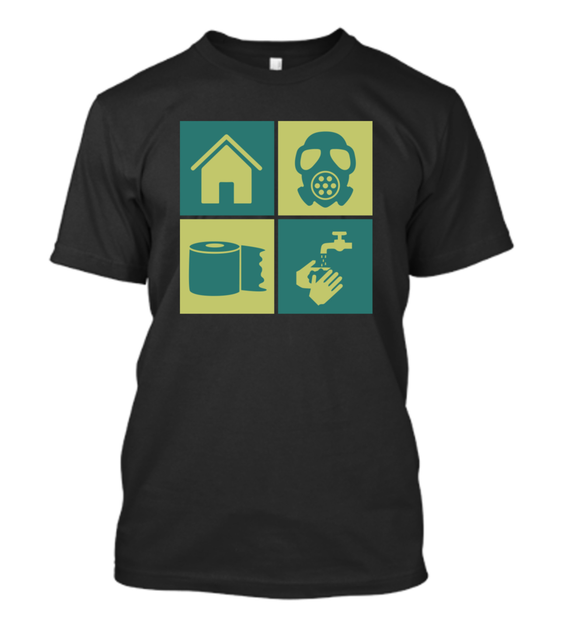 Stay Home Mask Toilet Paper Handwashing Icons T-Shirt