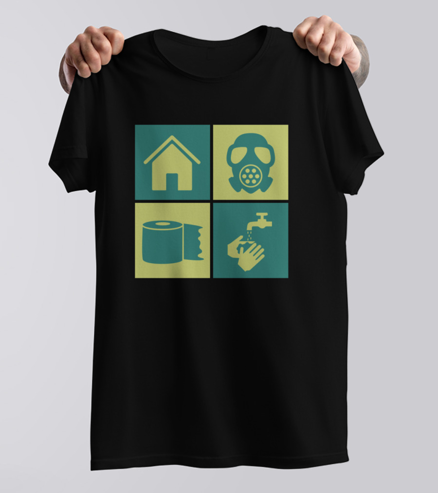 Stay Home Mask Toilet Paper Handwashing Icons T-Shirt