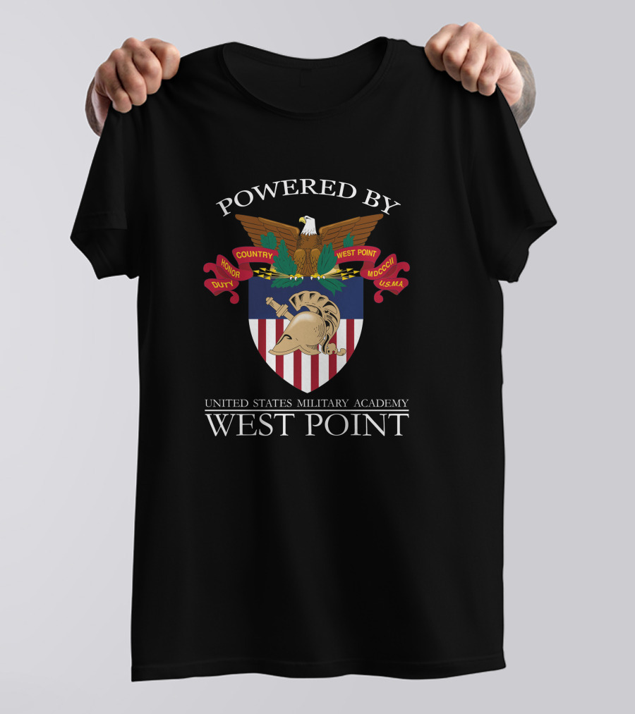 Powered By United States Military Academy West Point Honor Duty Country T-Shirt