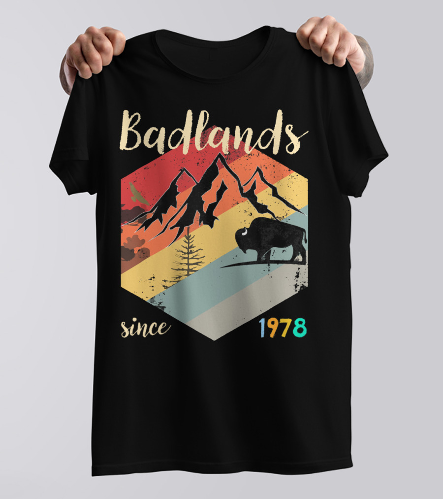 Badlands Since 1978 South Dakota National Park Hiking Mountain Bison T-Shirt