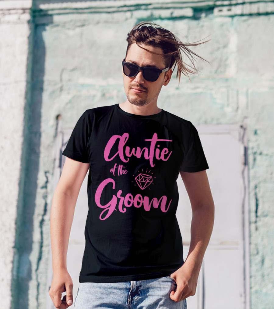 Auntie Of The Groom Pink Diamond Bridal Party T-Shirt