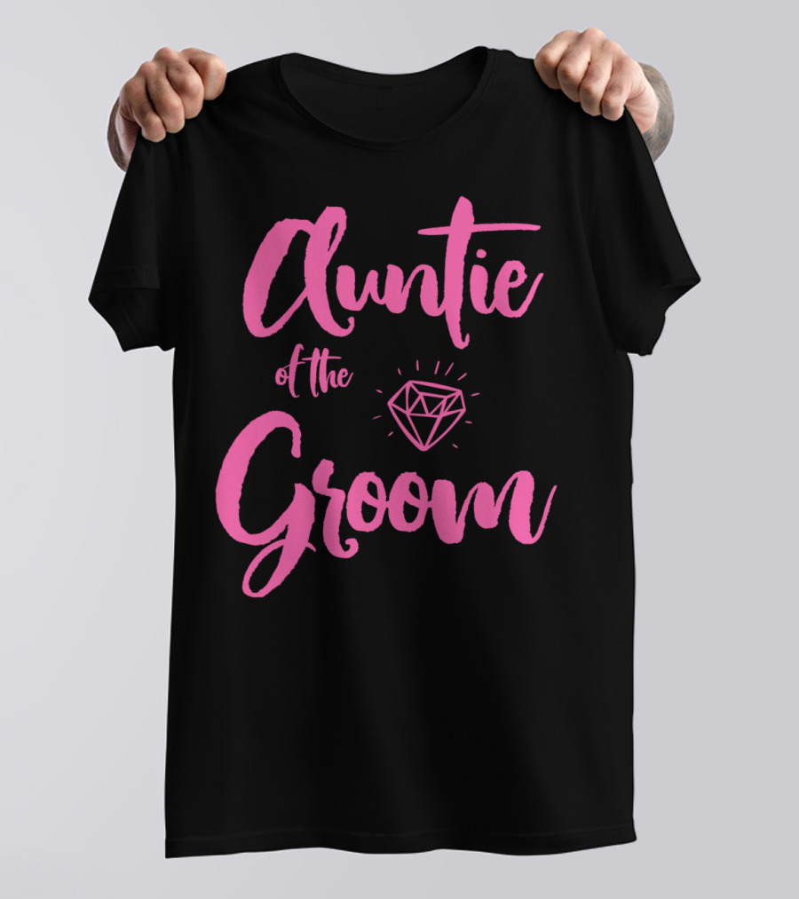 Auntie Of The Groom Pink Diamond Bridal Party T-Shirt
