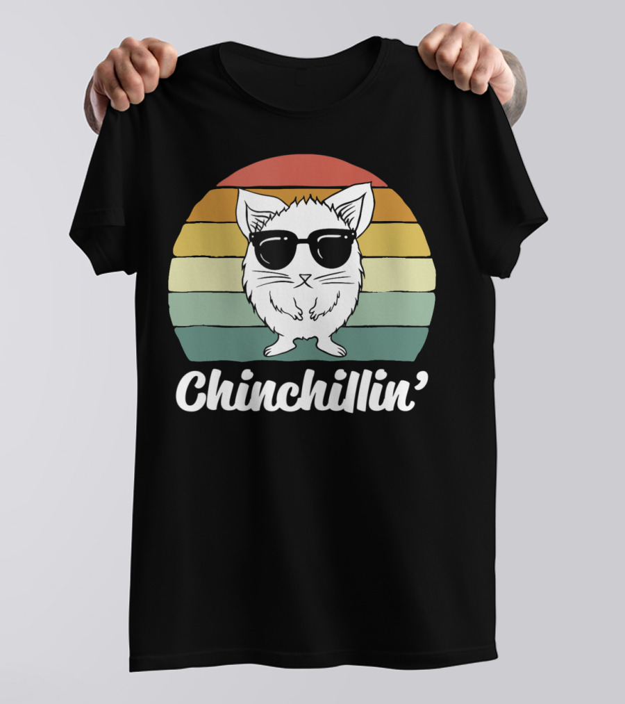 Chinchillin' Funny Chinchilla Owner Lover Retro Sunglasses T-Shirt