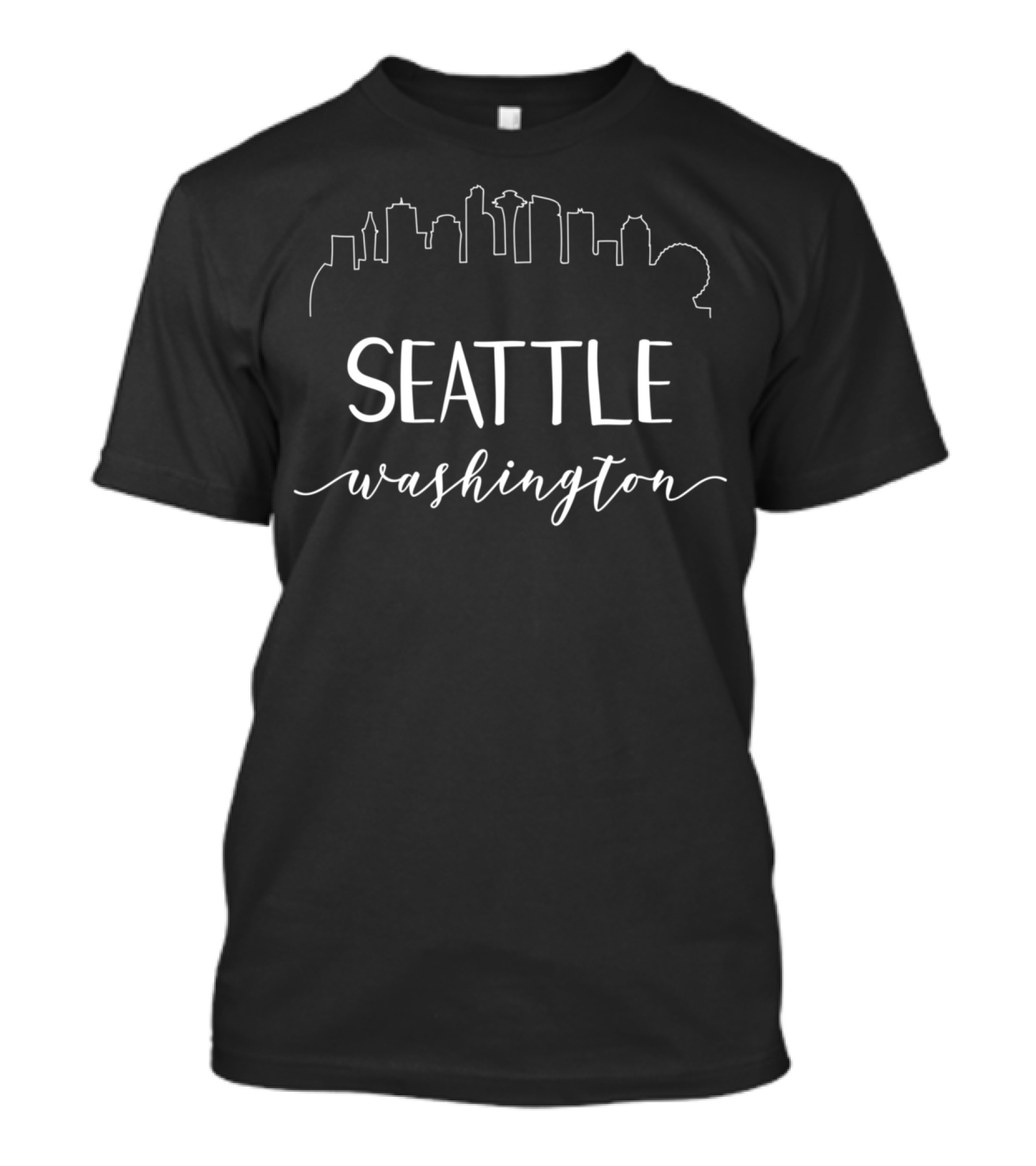Seattle Washington Skyline Outline T-Shirt