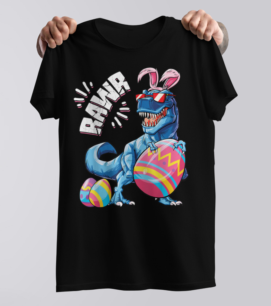Easter Bunny Dinosaur Rex Rawr Eggs Girl T-Shirt