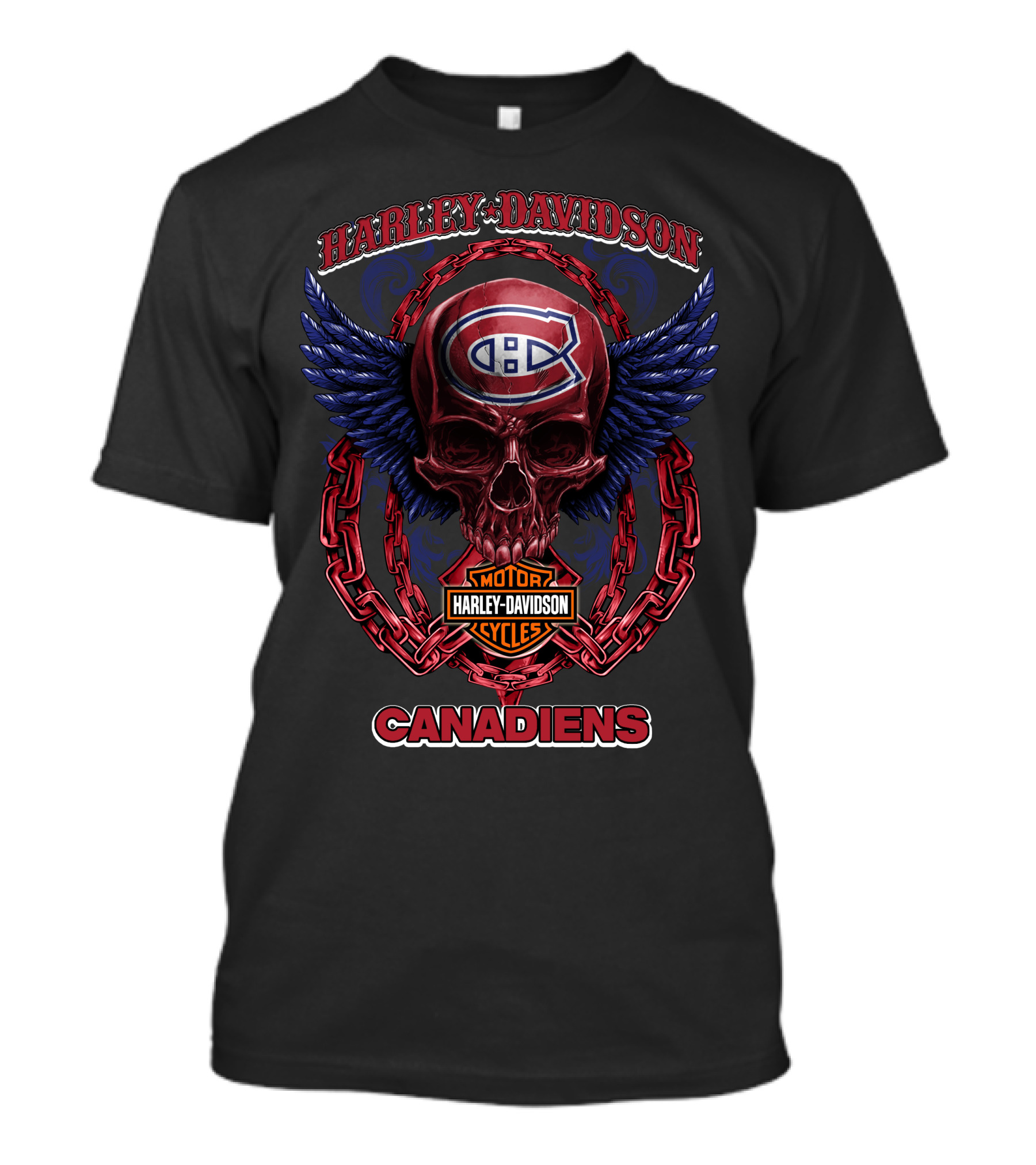 Harley Davidson Montreal Canadiens Nhl Skull Wings T-Shirt