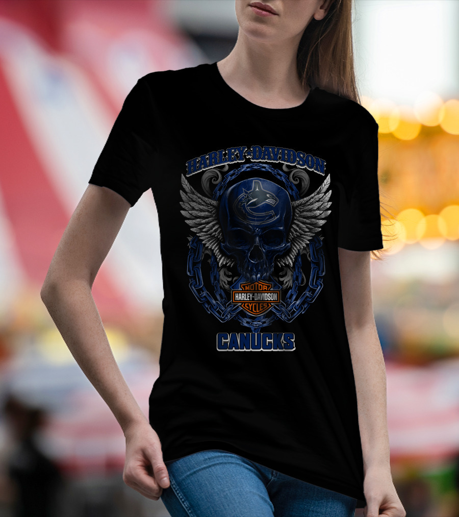 Harley Davidson Canucks Nhl Vancouver Canucks Skull T-Shirt