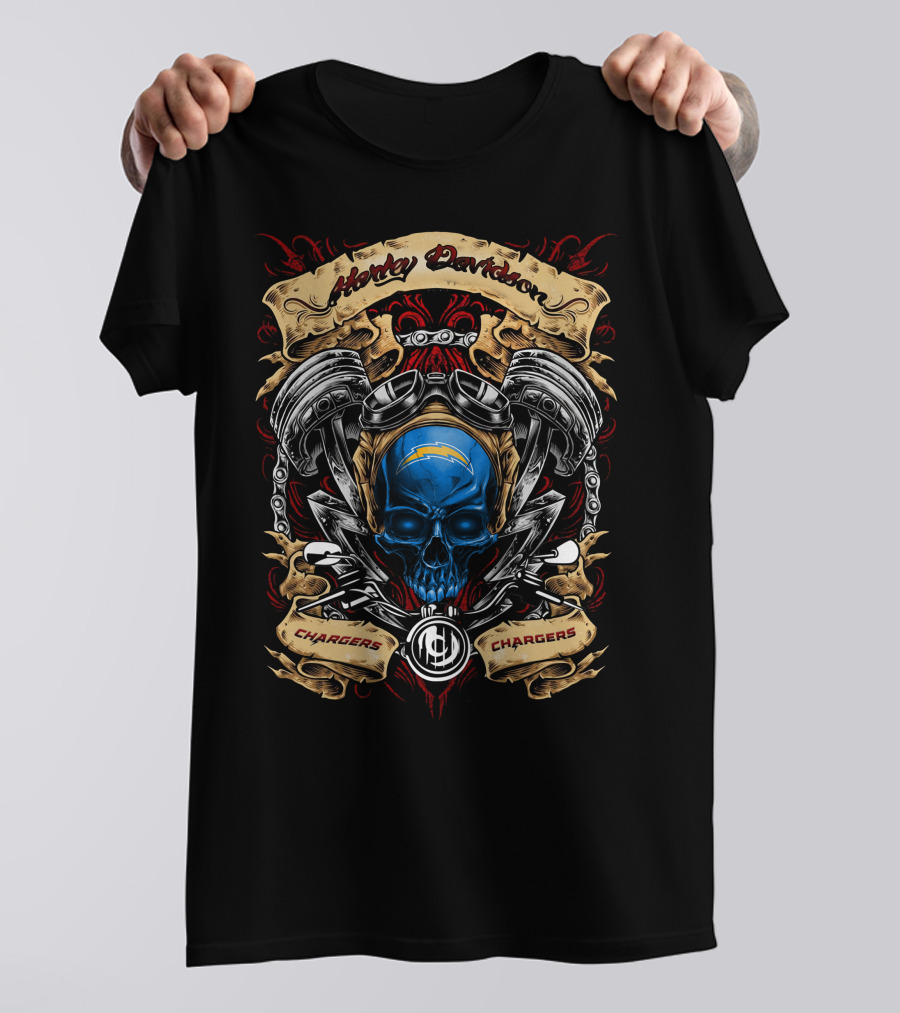 Harley Davidson Los Angeles Chargers Nfl Skull Design M15 T-Shirt