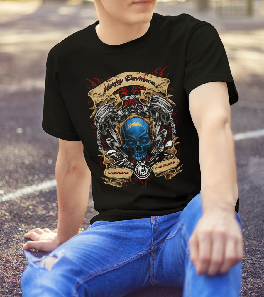 Harley Davidson Los Angeles Chargers Nfl Skull Design M15 T-Shirt