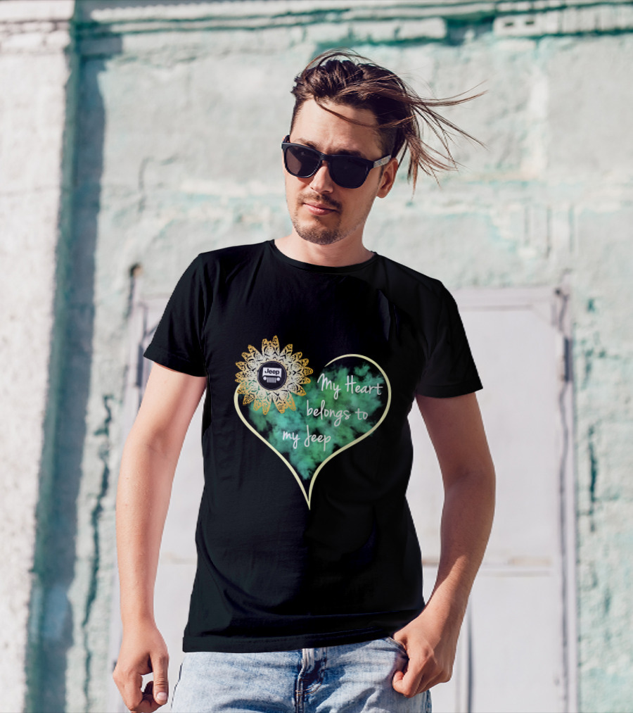 My Heart Belongs To My Jeep Sunflower T-Shirt