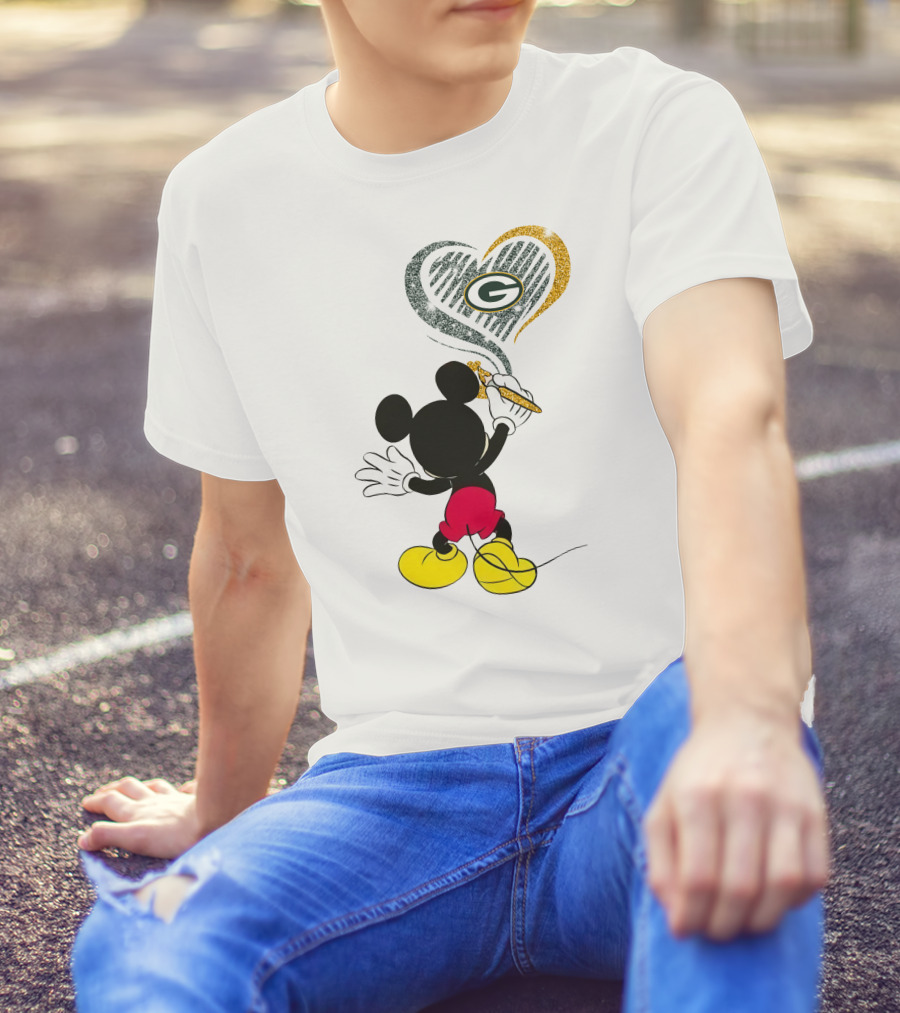 Mickey Heart Green Bay Packers T-Shirt