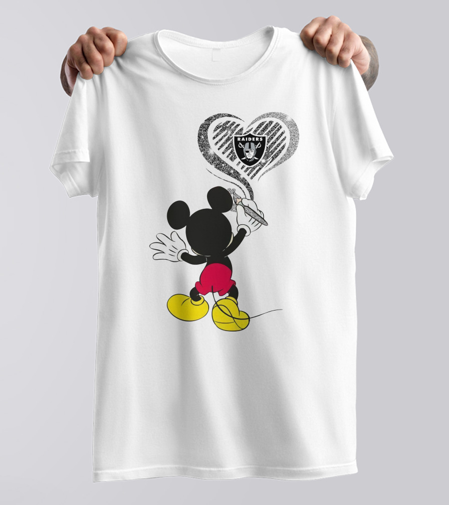 Mickey Drawing Raiders Heart 23-Oakland Raiders T-Shirt