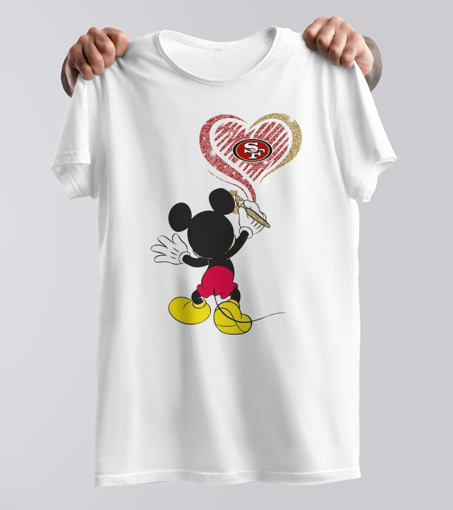 Mickey Mouse Painting San Francisco 49ers Heart T-Shirt