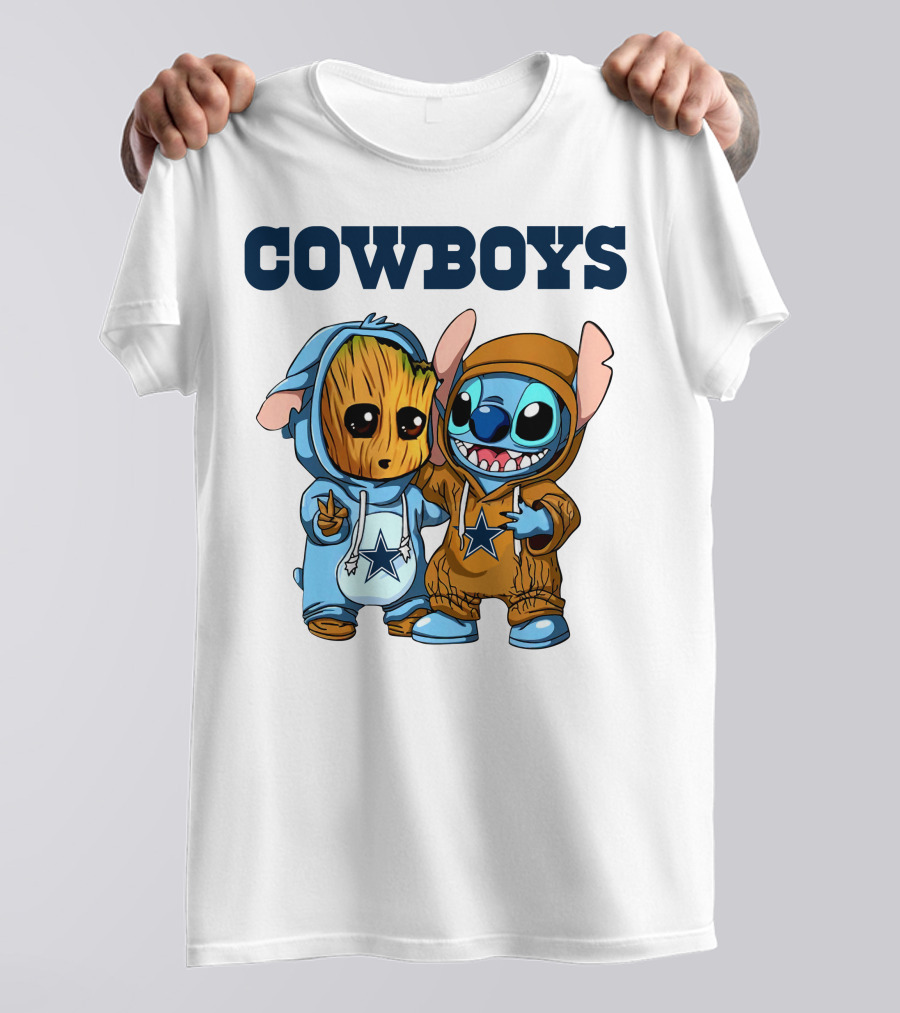Cowboys Groot Stitch NFL Disney Collaboration T-Shirt