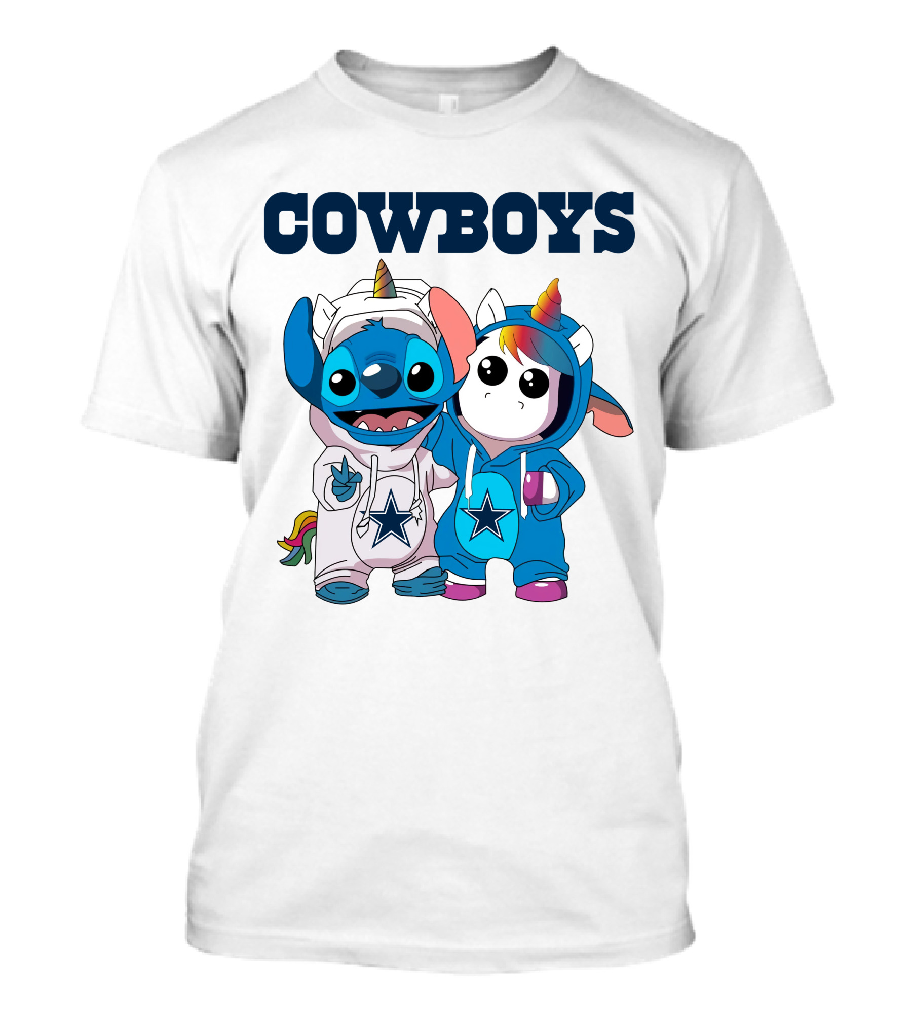 Cowboys Stitch And Unicorn In Blue Star Hoodies T-Shirt