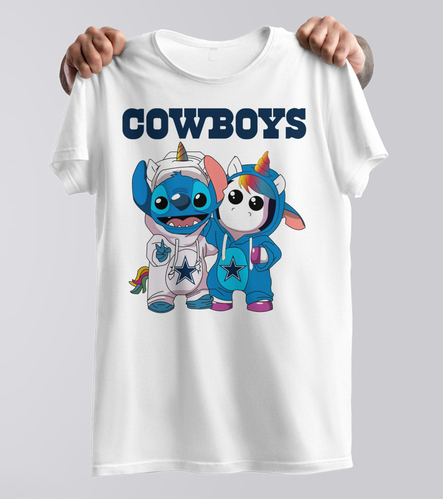Cowboys Stitch And Unicorn In Blue Star Hoodies T-Shirt