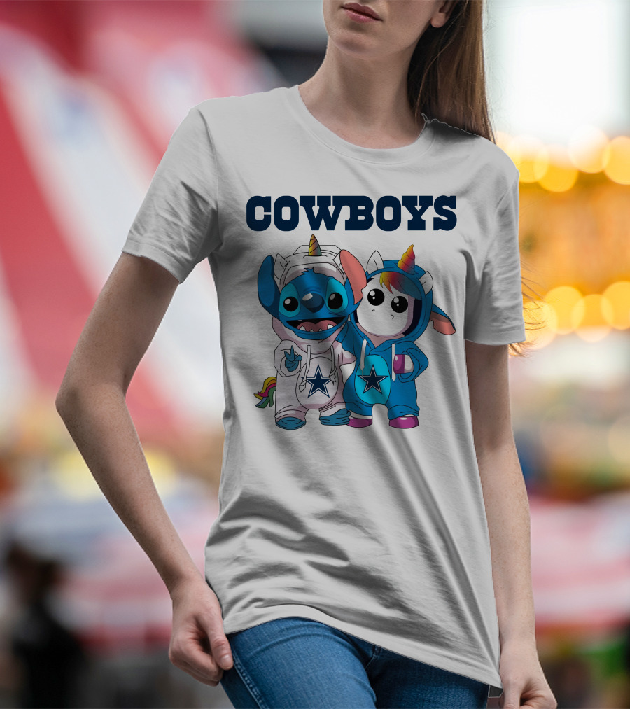 Cowboys Stitch And Unicorn In Blue Star Hoodies T-Shirt