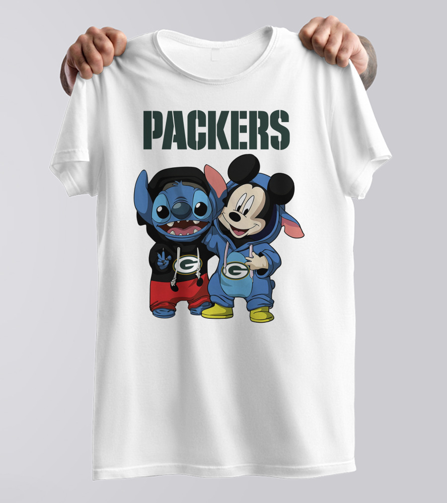Packers Green Bay Stitch And Mickey Hoodie Characters T-Shirt