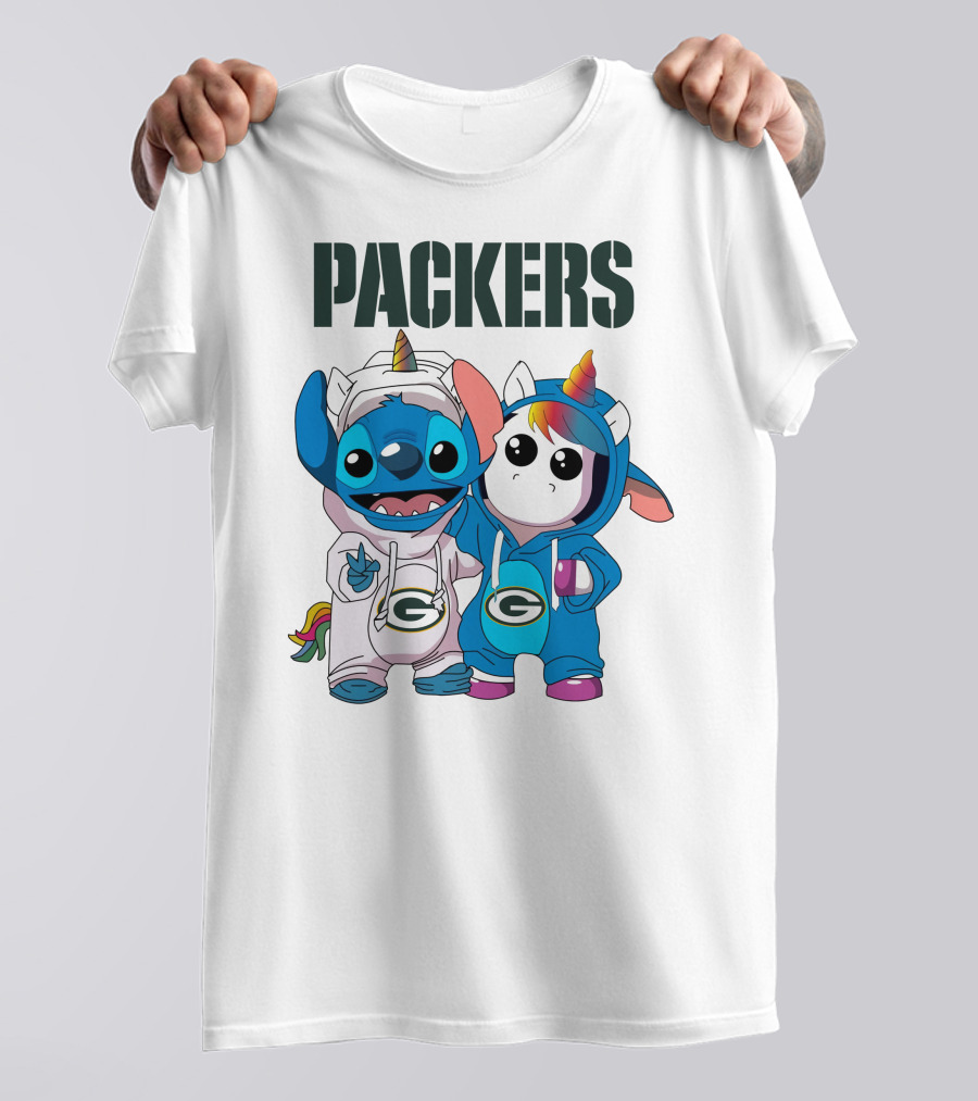 Packers Stitch And Unicorn Fans In Team Gear T-Shirt