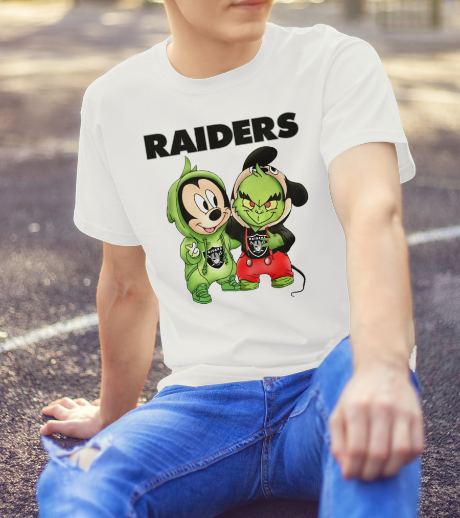 Mickey And Grinch Raiders Hoodie Cute Cartoon Characters T-Shirt