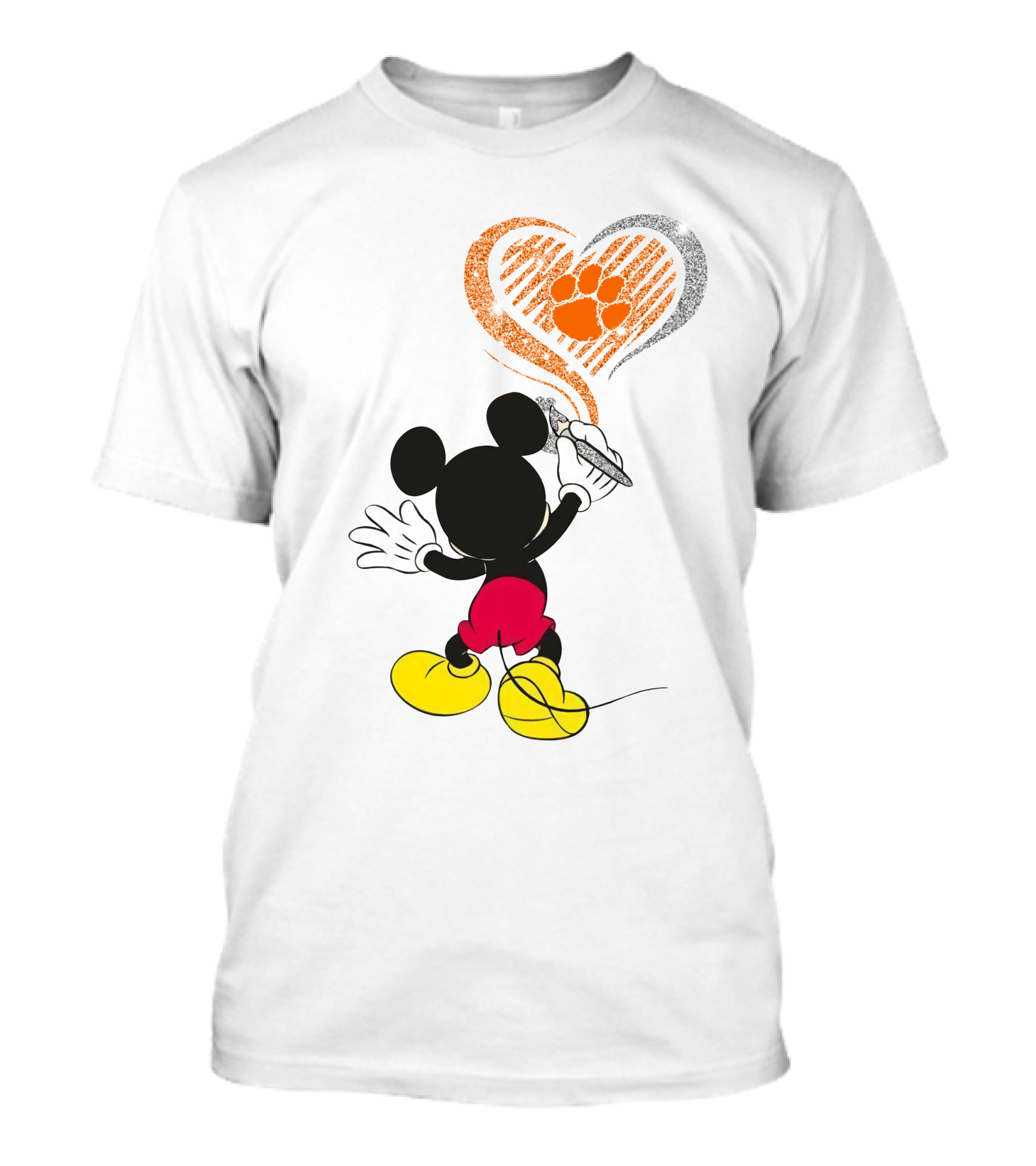 Mickey Mouse Heart Clemson Paw Print T-Shirt