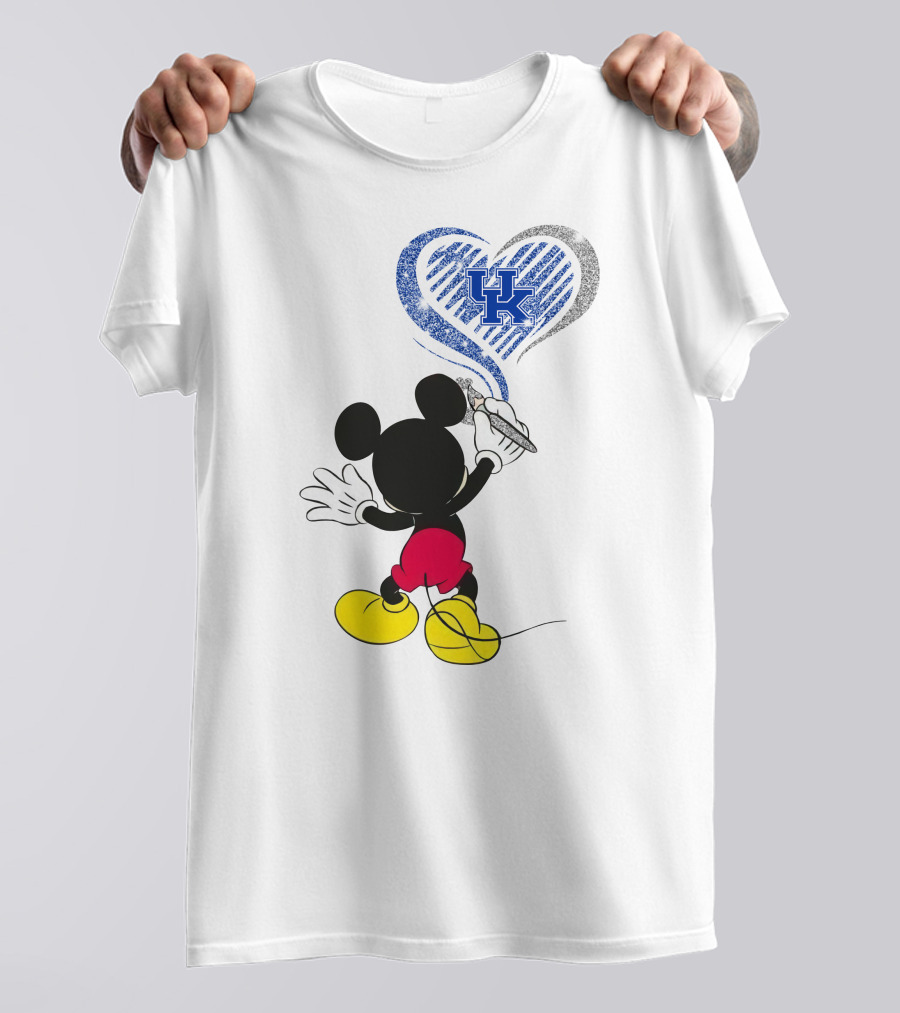Mickey Uk Heart Drawing Kentucky Wildcats Ncaa T-Shirt