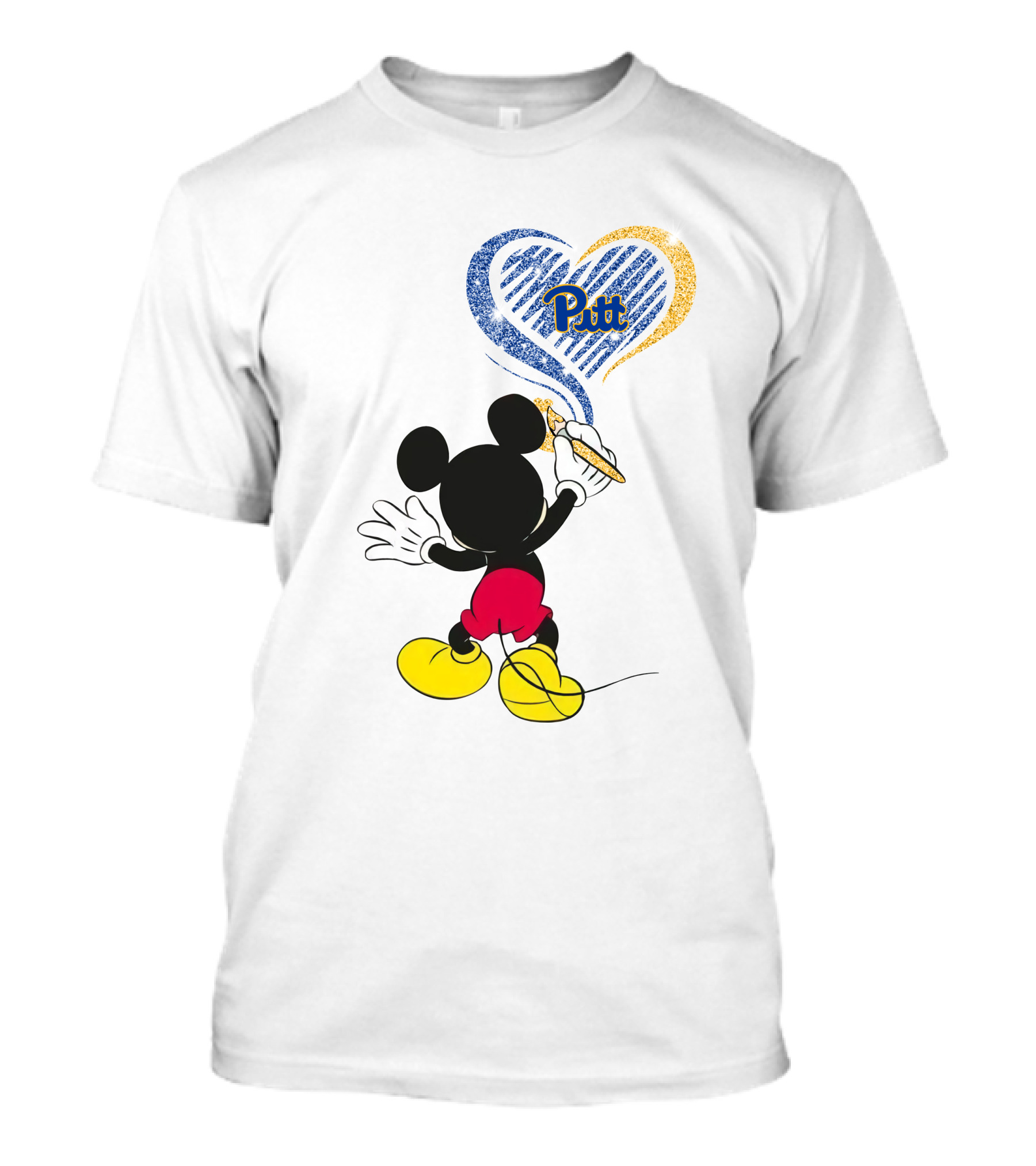 Pitt Panthers Mickey Mouse Heart Art T-Shirt
