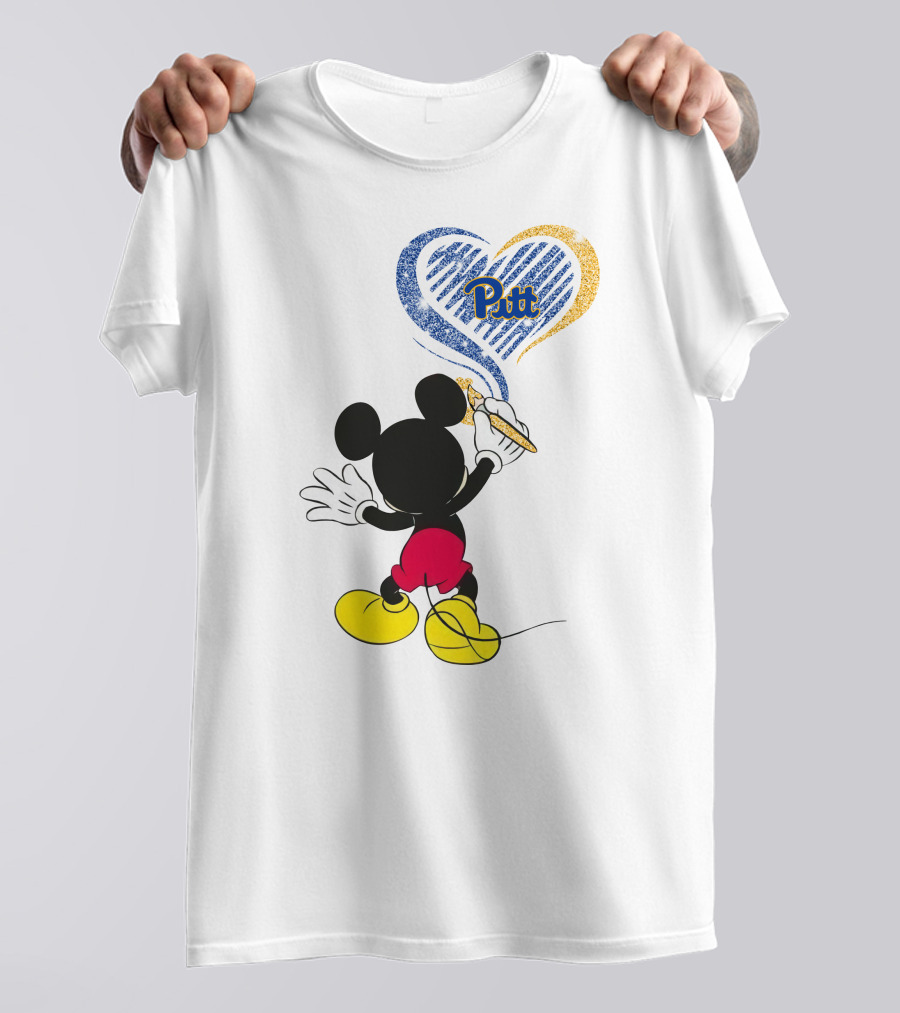 Pitt Panthers Mickey Mouse Heart Art T-Shirt