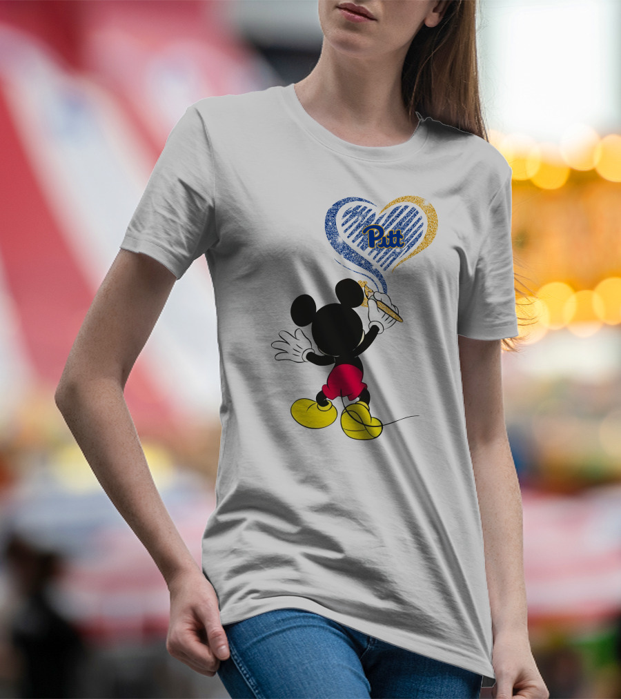 Pitt Panthers Mickey Mouse Heart Art T-Shirt