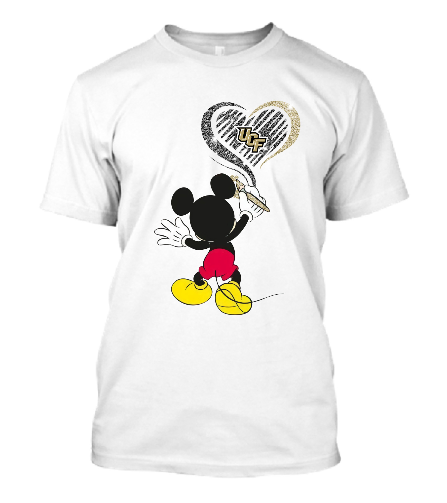 Ucf Knights Mickey Mouse Heart Drawing T-Shirt