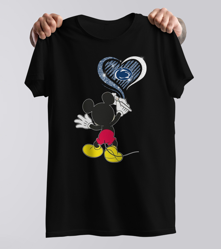 Mickey Mouse Draws Heart With Penn State Nittany Lions T-Shirt