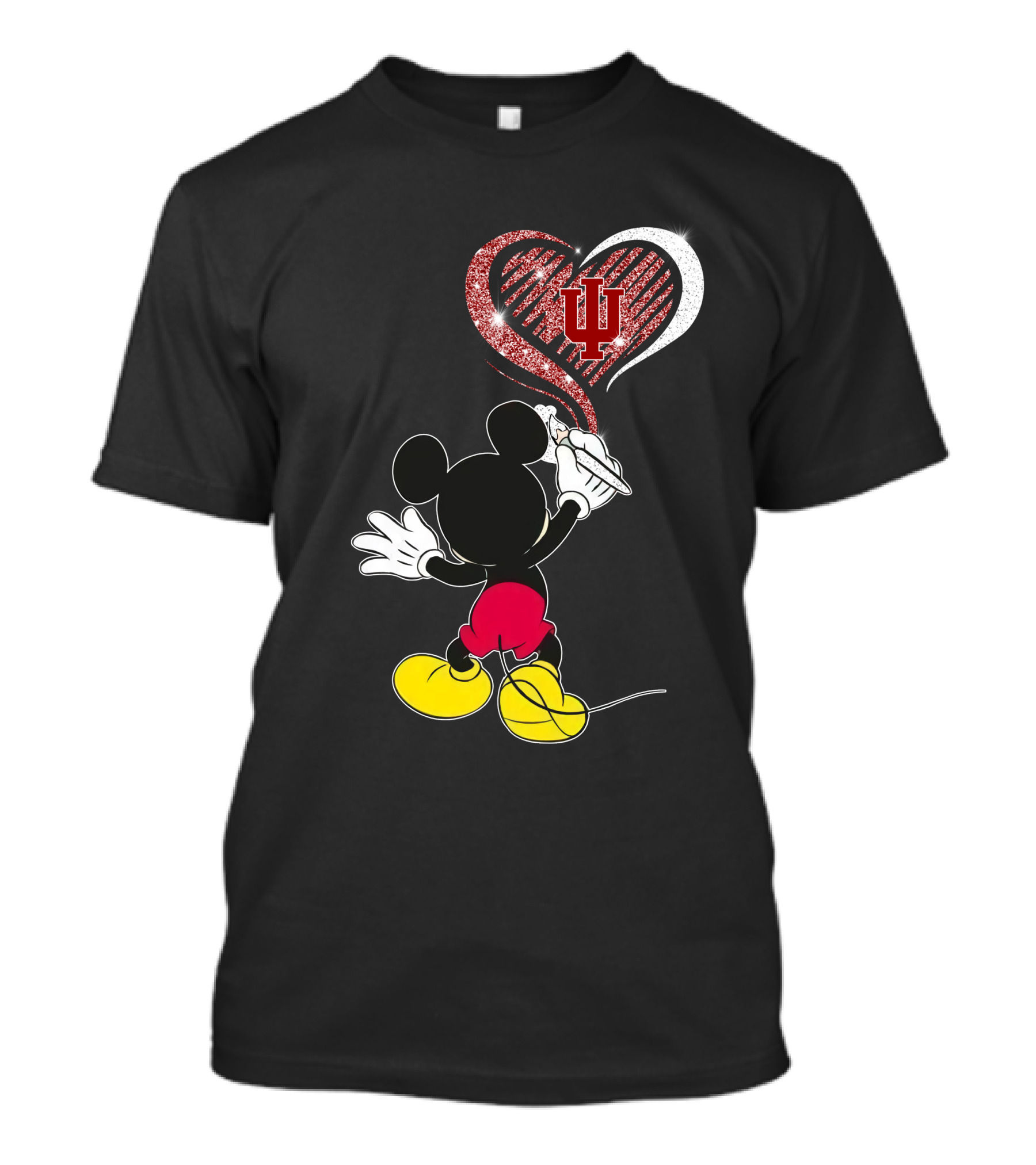 Mickey Mouse Drawing Heart With Indiana Hoosiers T-Shirt