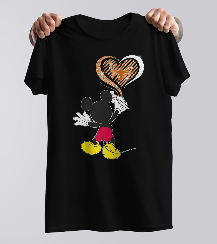 Mickey Mouse Painting Heart Texas Longhorns 32 T-Shirt