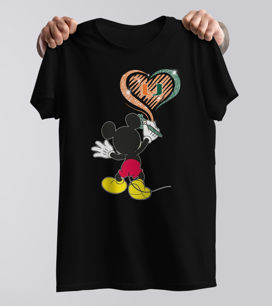 36 Miami Hurricanes Heart U Vintage Mouse T-Shirt