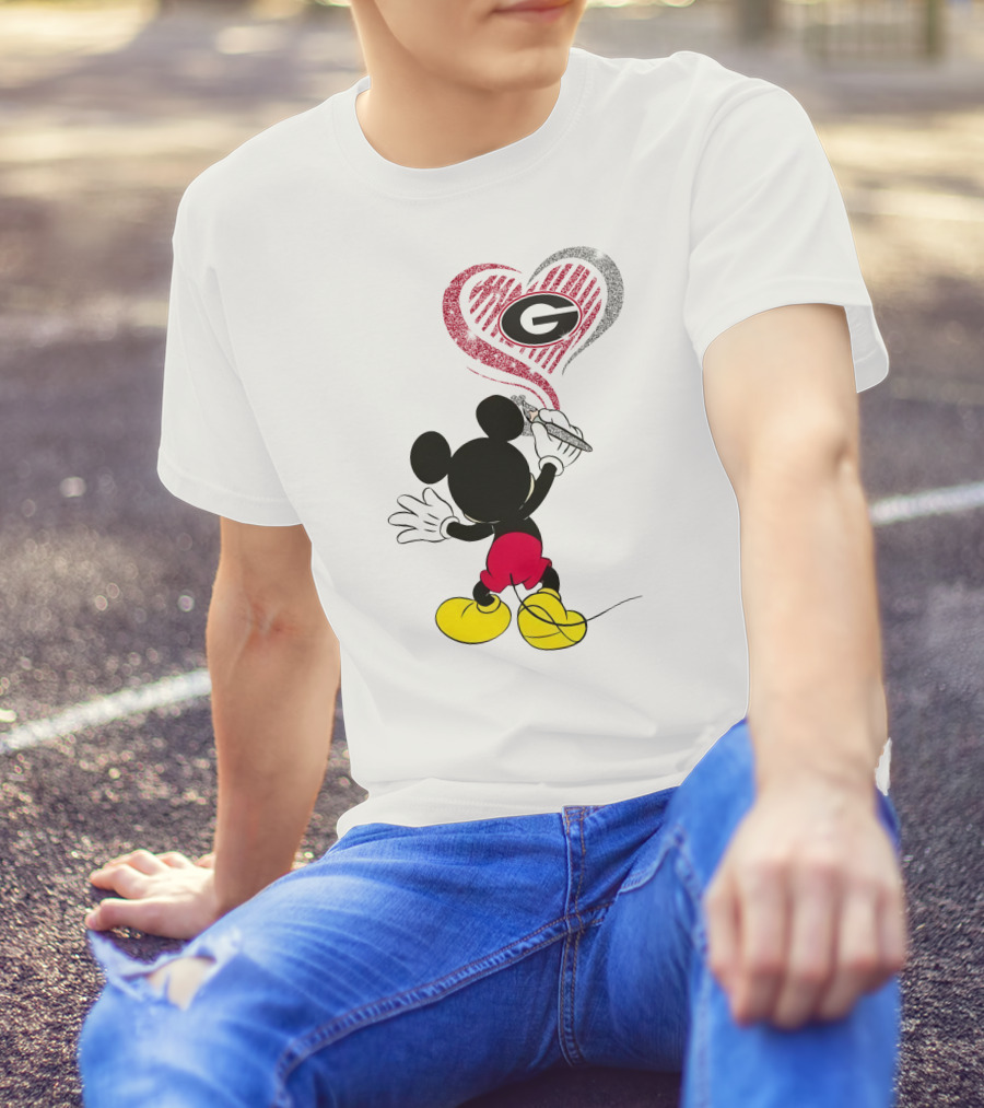 Mickey Ncaa Georgia Bulldogs Heart T-Shirt