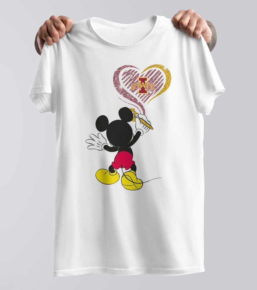 Mickey Mouse Iowa State Heart Drawing T-Shirt
