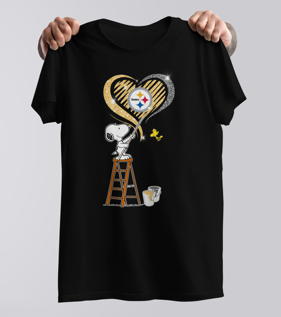 Snoopy Pittsburgh Steelers Heart Painting T-Shirt