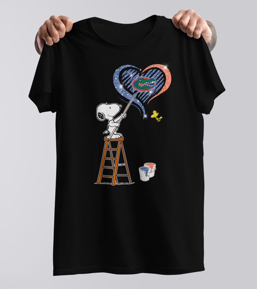 Snoopy Florida Gators Painting Heart With Snoopy And Woodstock T-Shirt