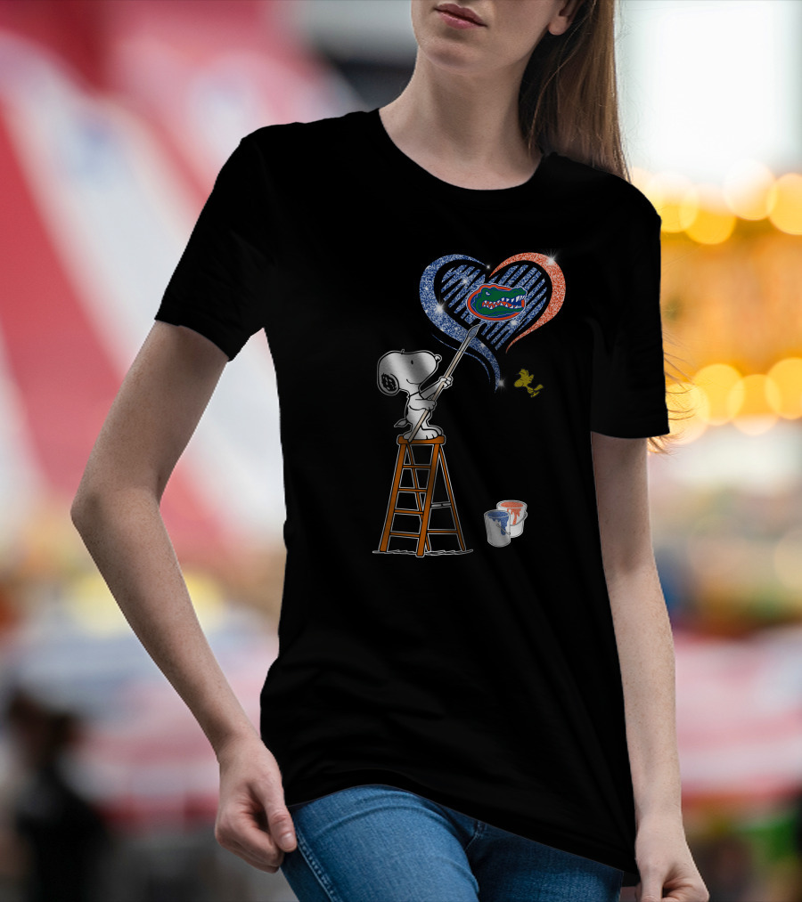 Snoopy Florida Gators Painting Heart With Snoopy And Woodstock T-Shirt