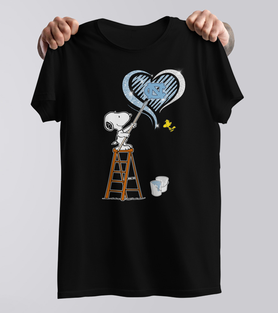 Snoopy Painting Unc Heart With Woodstock T-Shirt