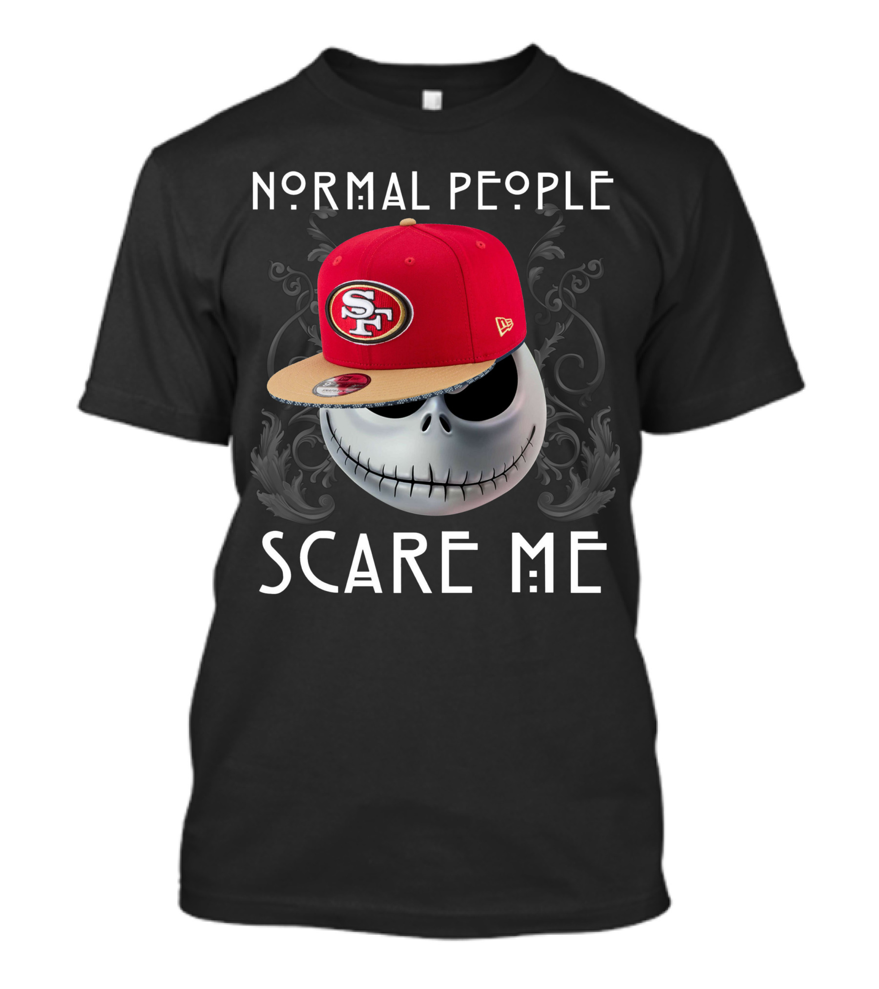 San Francisco 49ers Normal People Scare Me Jack Skellington Hat T-Shirt
