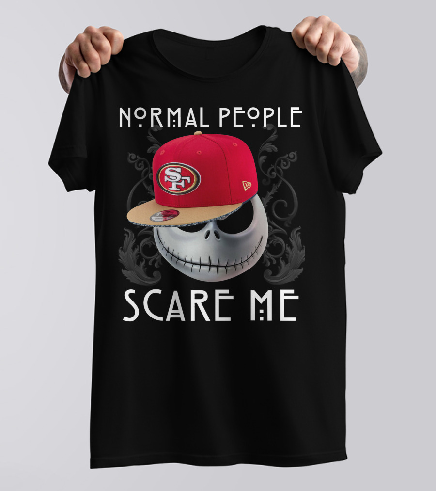 San Francisco 49ers Normal People Scare Me Jack Skellington Hat T-Shirt