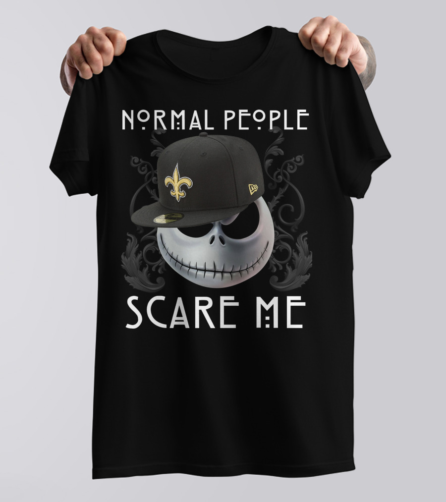 Normal People Scare Me Jack NFL Saints Hat Skull T-Shirt