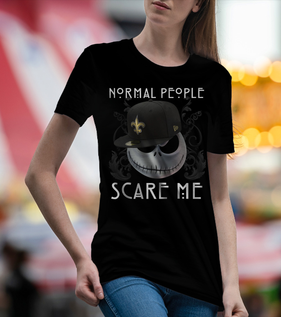 Normal People Scare Me Jack NFL Saints Hat Skull T-Shirt