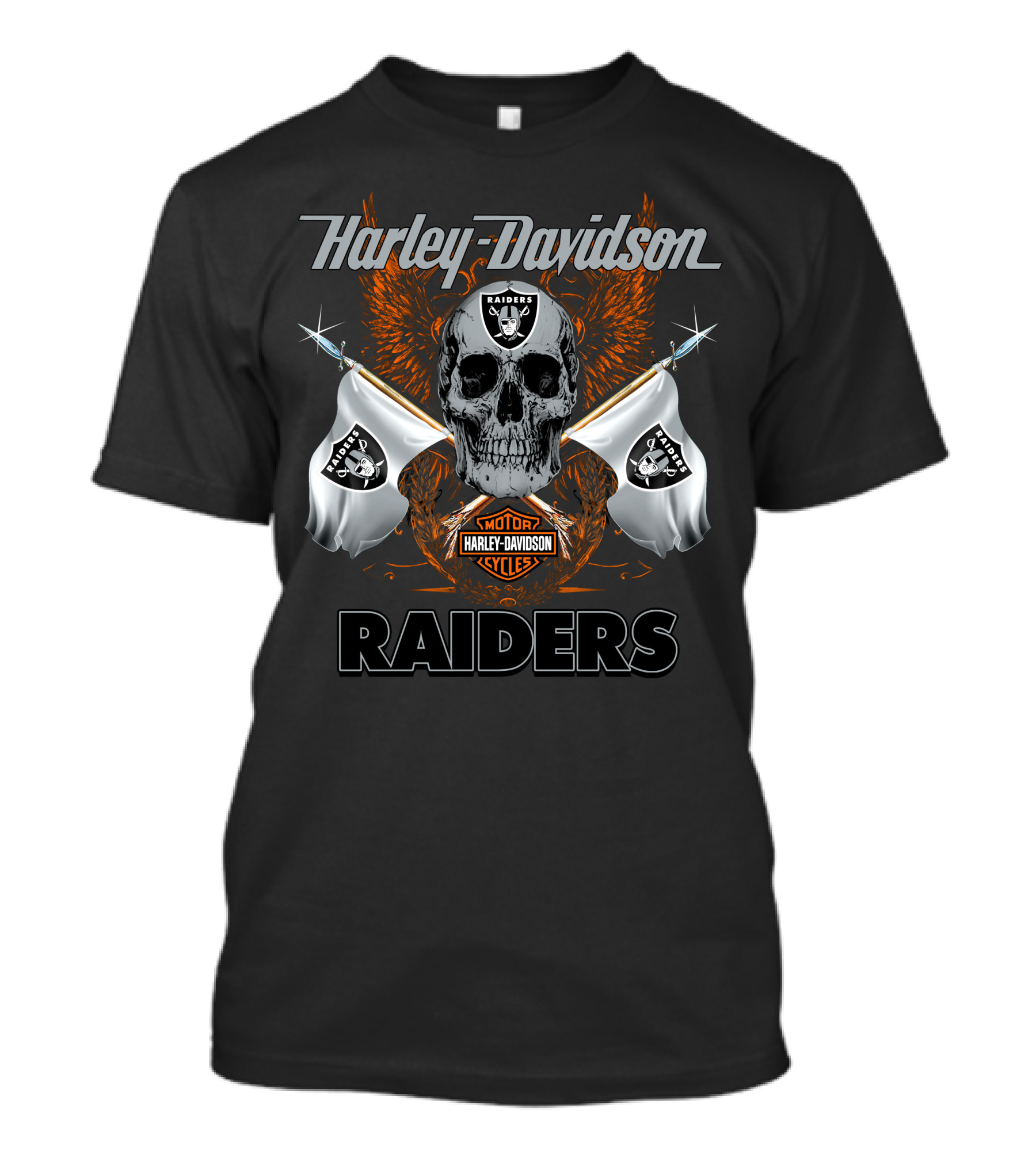 Harley Davidson Raiders Skull Flag T-Shirt