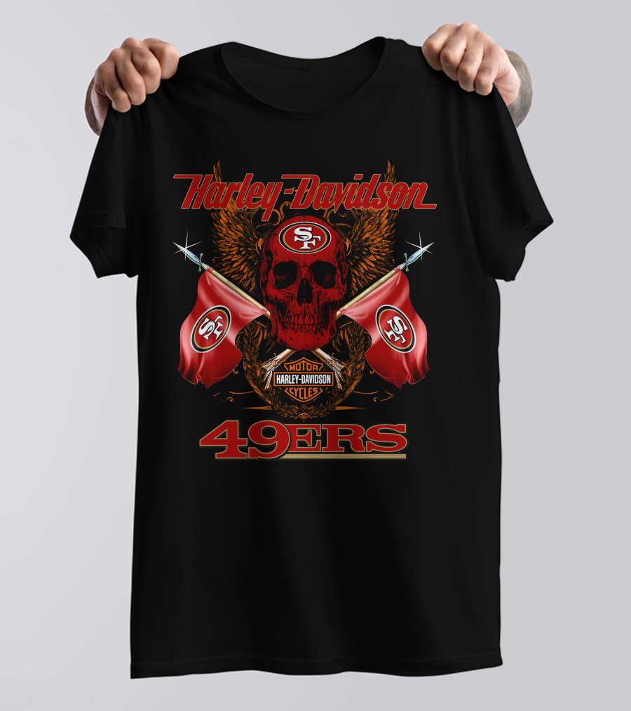 Harley Davidson Sf Skull Flags 49ers T-Shirt